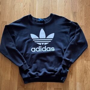 adidas Black Crewneck Sweatshirt with White Trefoil